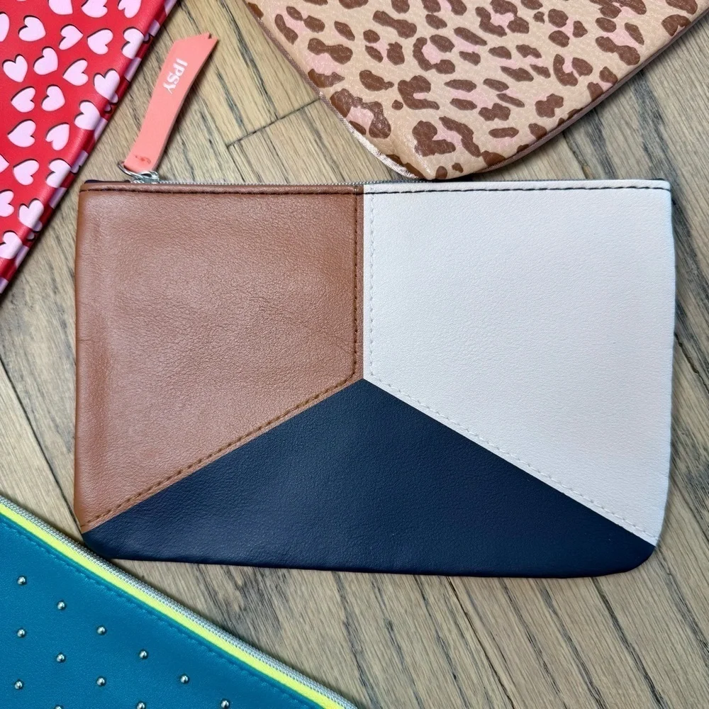 IPSY Set of Four Stylish Studded Geometric Hearted Cheetah Pouches Never Used